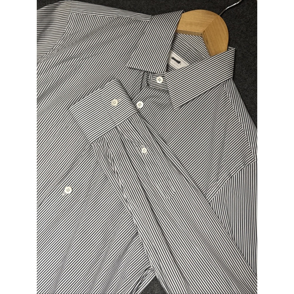 Prada Striped Button Up Shirt Mens 38/15 Black White Stripe Cotton Blend Italy